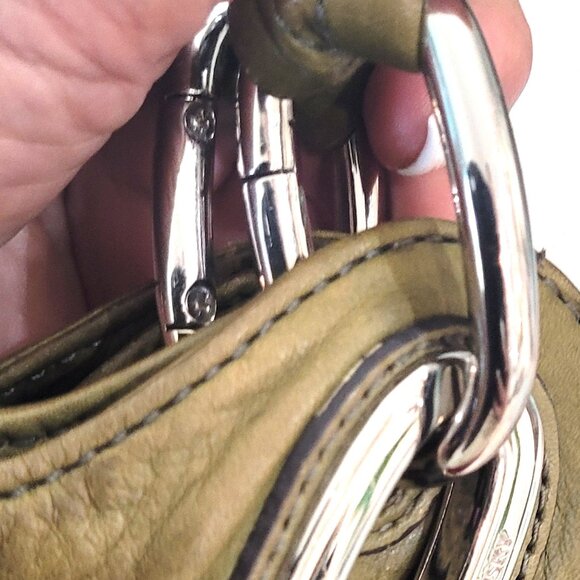 B Makowsky**Large All Leather** Army Green*Pebbled Soft Leather*Vintage Handbag - Picture 6 of 16